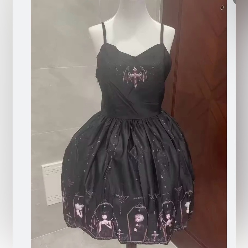Lolita Dress with Angelic Coffin Print - Picture 2 of 13